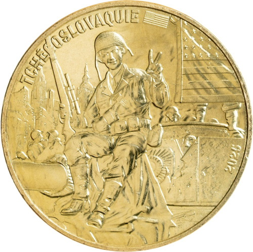 Коллекционная монета Европы Франция 1/4 евро 2025 80-летие V-E Day. Американский солдат. | Интернет-магазин евромонета.рф 