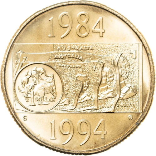 Австралия 1 доллар 1994 10 лет выпуску монет 1 доллар