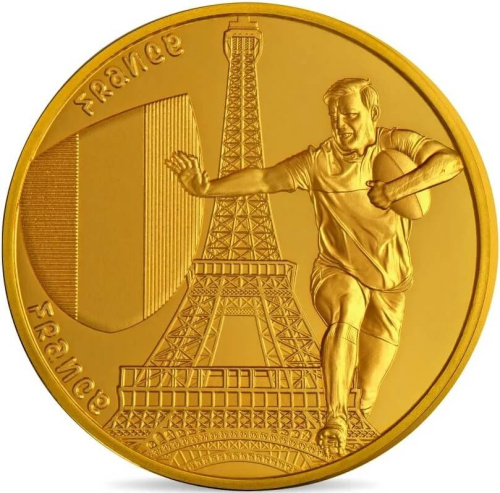 Коллекционная монета Европы Франция 1/4 евро 2023 Чемпионат мира по регби 2023 - Франция | Интернет-магазин евромонета.рф 