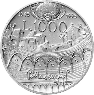 Италия 1000 лир 1995 50 лет со дня смерти Пьетро Масканьи  фото из магазина евромонета.рф 1
