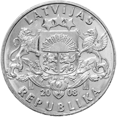 Латвия 1 лат 2008 Лосось  фото из магазина евромонета.рф 1