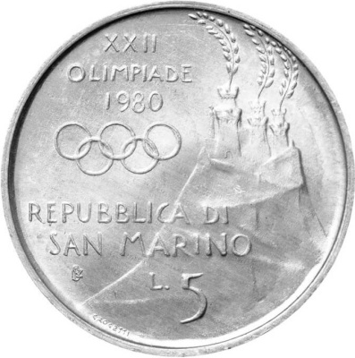 Сан Марино 5 лира 1980  фото из магазина евромонета.рф 1