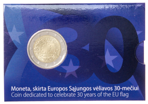 Юбилейная монета Литва 2 евро 2015 30 лет Флагу Европы. BU 