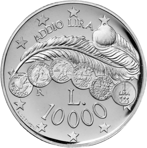 Наборы монет Сан Марино Сан Марино набор 2 монеты 5000/10000 лир 2001 Последние лиры. Пруф box фото из магазина евромонета.рф