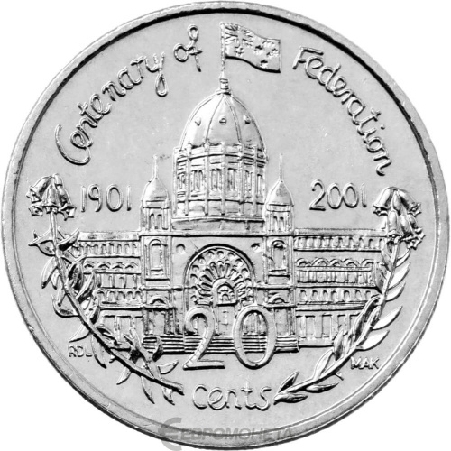 Австралия 20 центов 2001 Столетие Федерации - Виктория