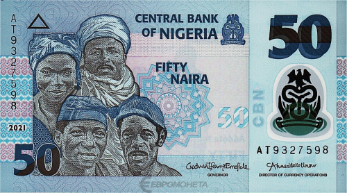 Банкноты Нигерии Нигерия 50 найра 2021 (полимер) фото из магазина евромонета.рф