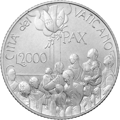 Ватикан 2000 лир 2001 Иоанн Павел II Диалог мира. Box  фото из магазина евромонета.рф 1