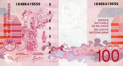 Бельгия 100 франков 1995 aUNC  фото из магазина евромонета.рф 1