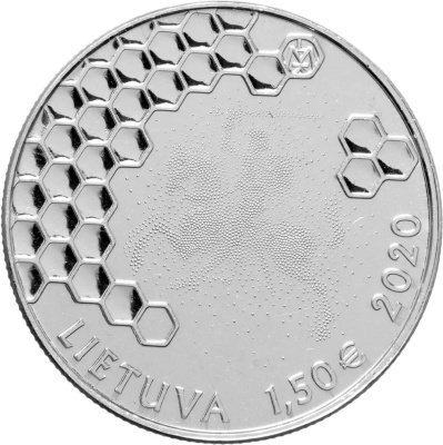Коллекционная монета Литва 1,5 евро 2020 Пчеловодство-бортинчество фото из магазина евромонета.рф 1