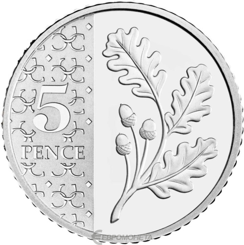 Юбилейная монета Великобритания 5 пенсов 2023. ВU 