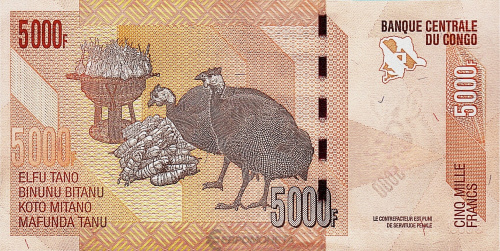 Банкноты Конго ДР Конго ДР 5000 франков 2020 фото из магазина евромонета.рф