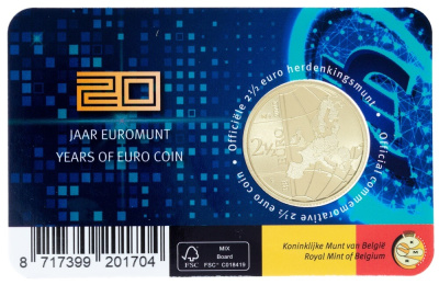 Коллекционная монета Бельгия 2,5 евро 2022 20 лет Евро фото из магазина евромонета.рф 1