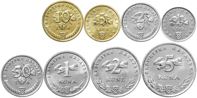 Хорватия 2022 набор 9 монет 1/2/5/10/20/50 лип 1/2/5 кун. UNC  фото из магазина евромонета.рф 1