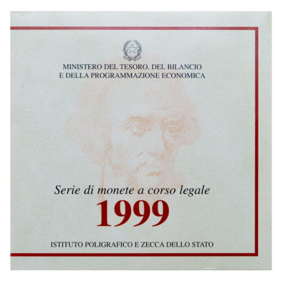 Италия набор монет 1999 1-2-5-10-20-50-100-200-500-1000 лир Витторио Альфьери  фото из магазина евромонета.рф 2